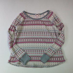 Victoria's Secret Womens Medium M Size Pink Nordic Lightweight Sweater Fair Isle